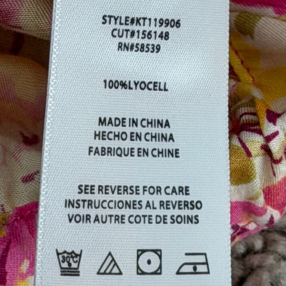 KUT from the Kloth Floral Sleeveless Twist Front Blouse Pink Yellow XL - Picture 6 of 8